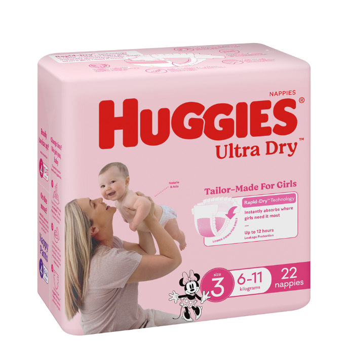 Huggies Ultra Dry for Girls Size 3 (6-11kg) 22 Pack