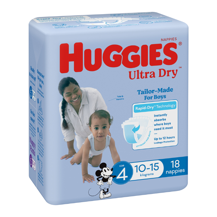 Huggies Ultra Dry for Boys Size 4 (10-15kg) 18 Pack