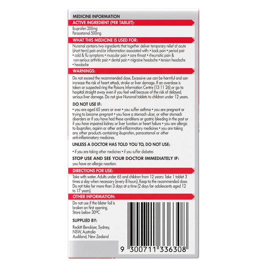 Nuromol Tab X 6 (Paracetamol and Ibuprofen)