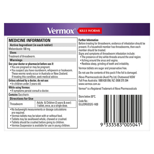 Vermox 2 Tablets