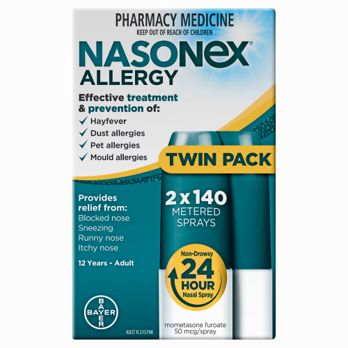 Nasonex Allergy Non-Drowsy 24 Hour Nasal Spray Twin Pack (2 x 140 Sprays)