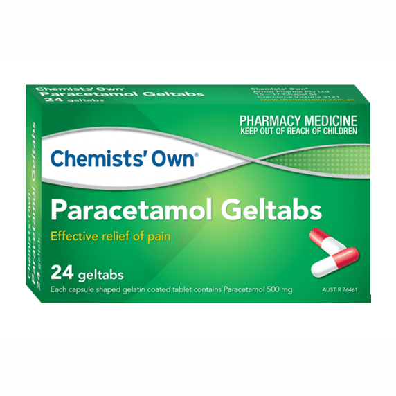 Chemists’ Own Paracetamol Geltabs 24s (Alternative to Panadol Mini Caps)