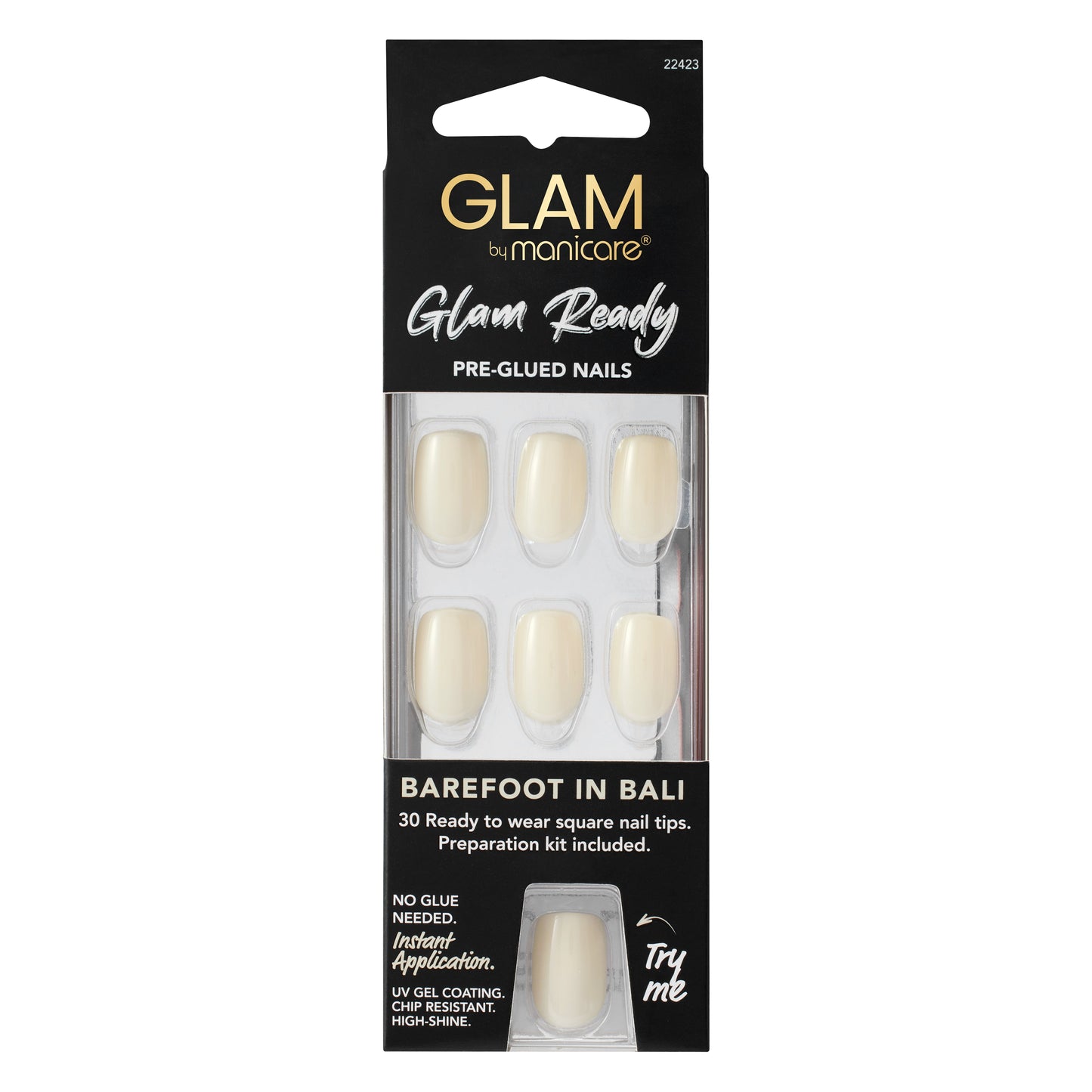 Glam by Manicare Glam Ready Pre-Glued Nails 3pcs - Barefoot in Bali