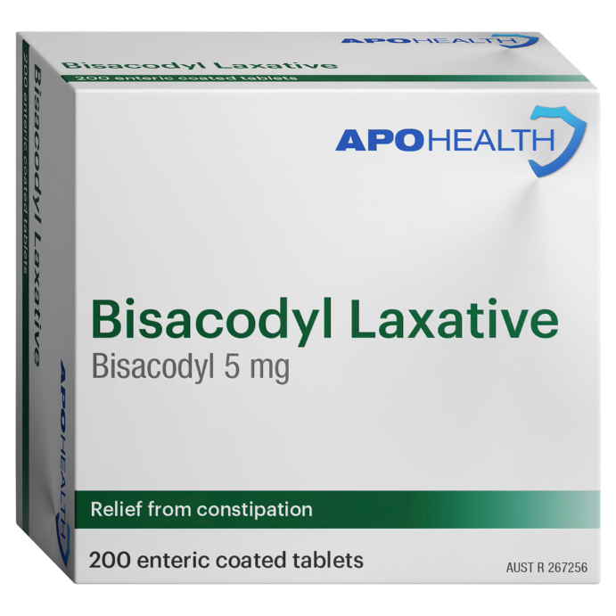 APO HEALTH Bisacodyl Laxative Tablets 5mg Blister Pack 200 Tablets