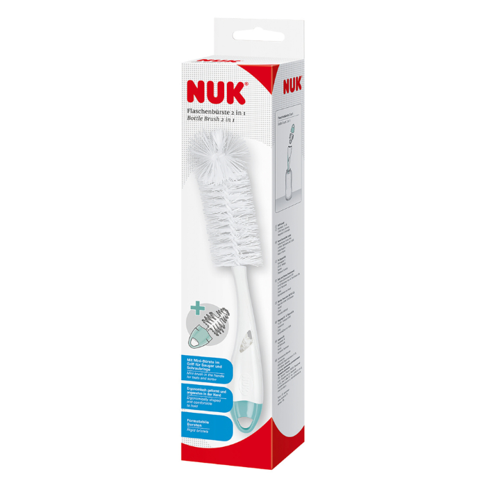 Nuk 2-in-1 Flexible Bottle and Teat Brush For Baby Bottles & Teats Mint 1 Each