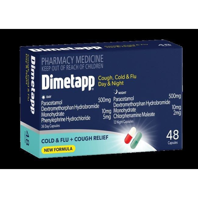 Dimetapp Cold, Cough and Flu Day/Night  Cap 48 (Phenylephrine)