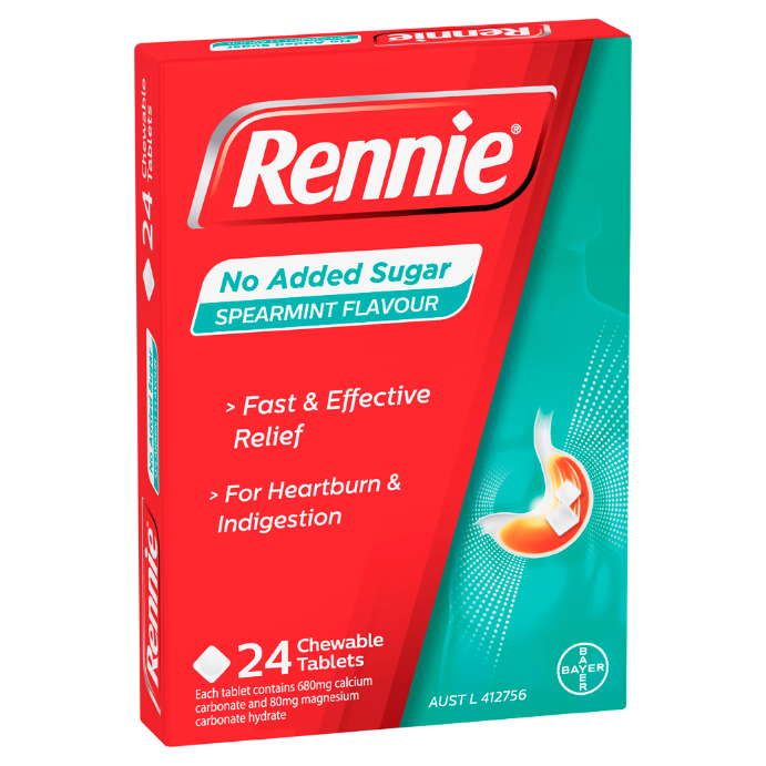 Rennie No Added Sugar Spearmint 24 Pack