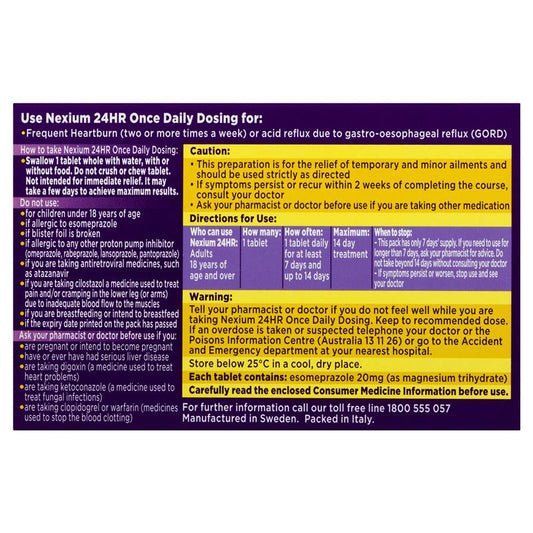 Nexium 24hr 20mg Tablets 7
