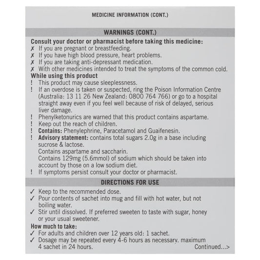 Lemsip Max Cold & Flu Multi Relief Hot Drink Lemon 10 Pack