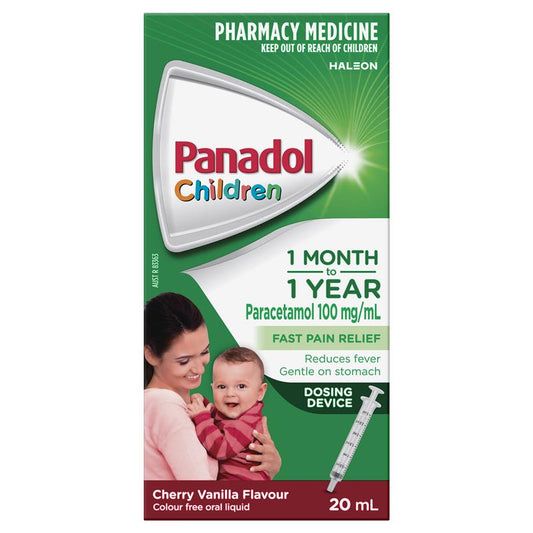 Panadol Children 1 Month – 1 Year Baby Drops with Dosing Device, Fever and Pain Relief, 20mL
