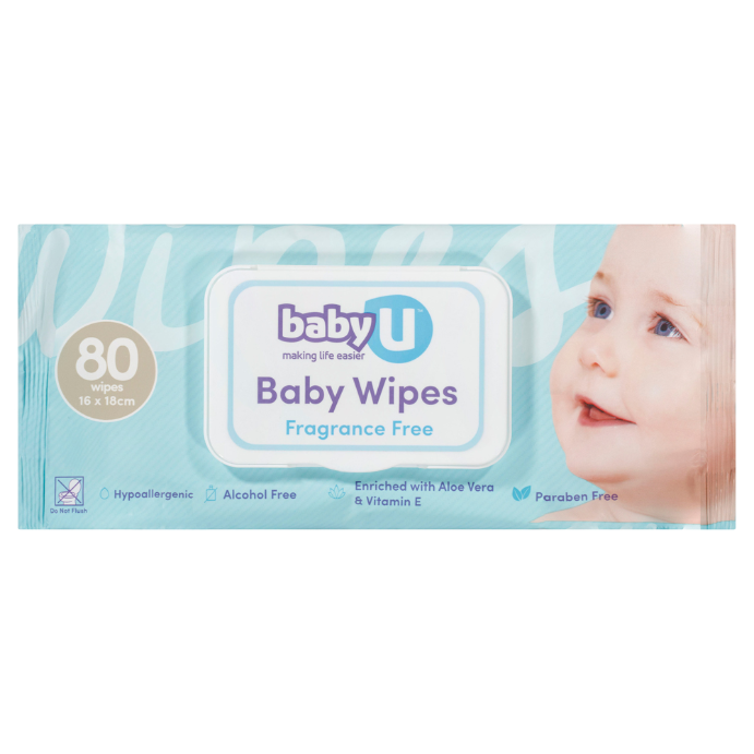 Baby U Baby Wipes Fragrance Free 80 Wipes