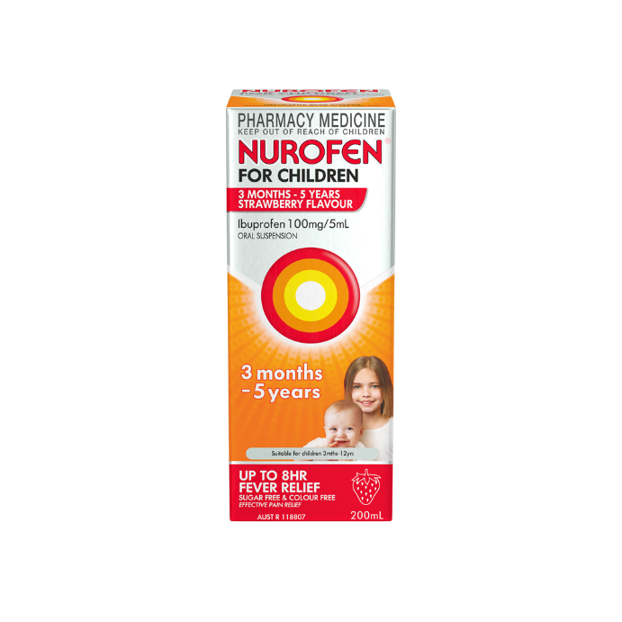 Nurofen For Children 3 months - 5 years Strawberry Flavour 200mL