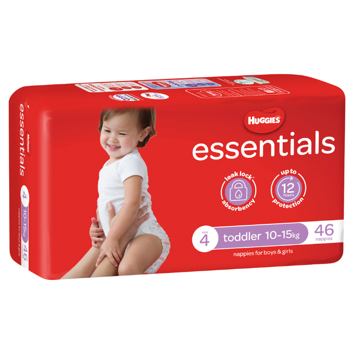 Huggies Essentials Nappies Size 4 (10-15kg) 46 Pack