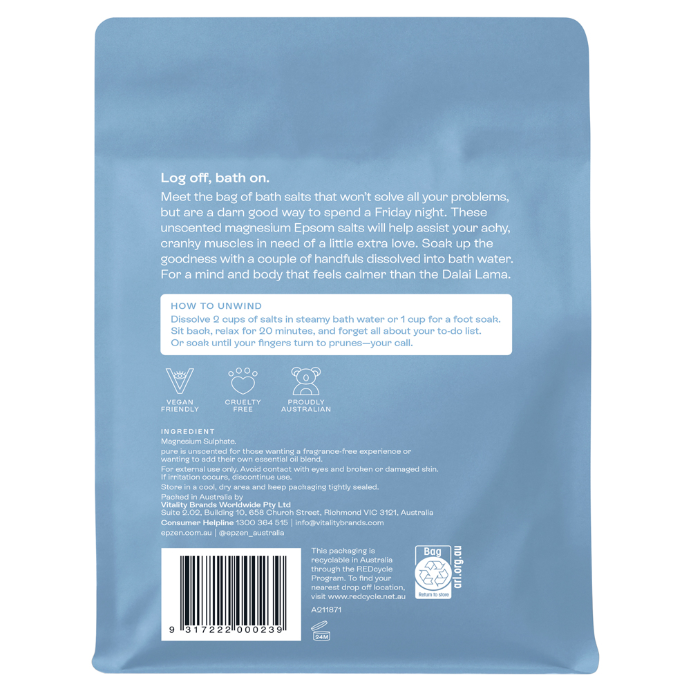 EpZen Magnesium Bath Salts Pure 900g