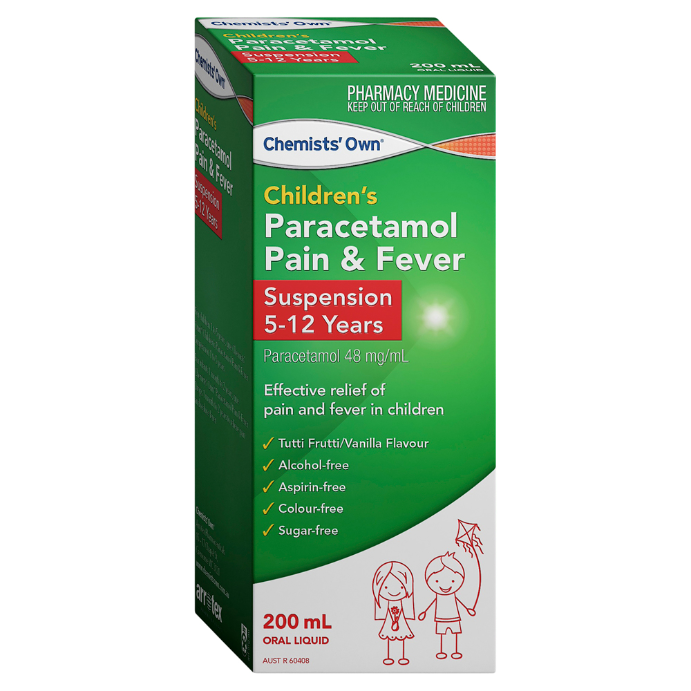 Chemists' Own Children's Paracetamol Pain & Fever Suspention 120mg/5mL 5-12 Years 200mL