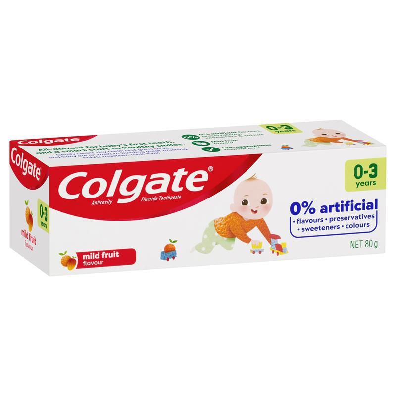 Colgate Kids Anticavity Fluoride Toothpaste 0-3 Years Mild Fruit Flavour 80g