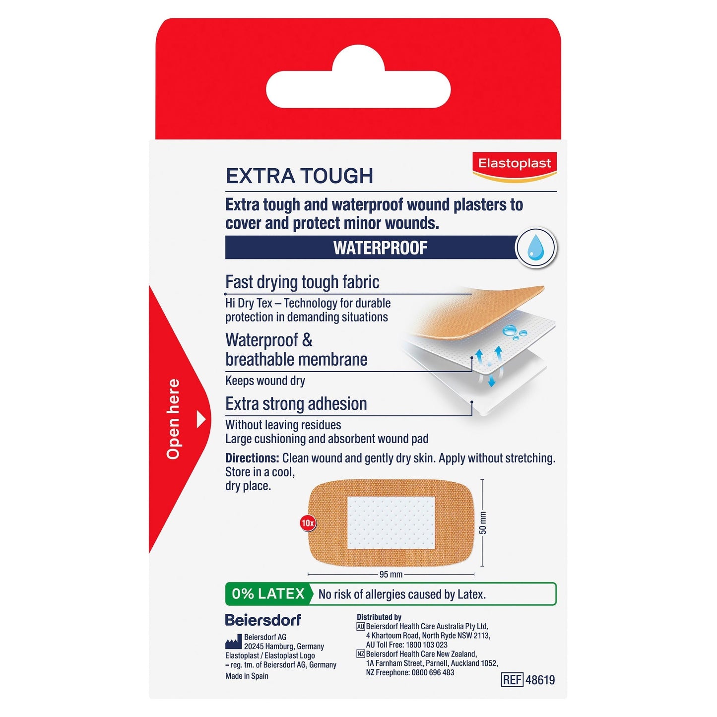 Elastoplast Heavy Fabric Waterproof Plasters XL 10 Strips