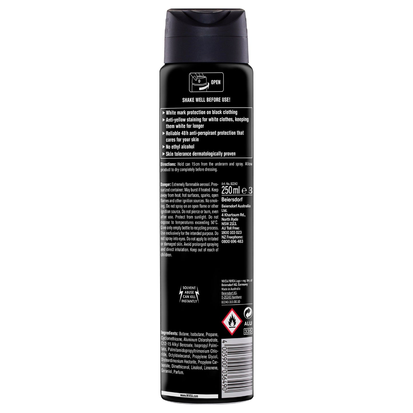 Nivea For Men Deodorant Aerosol Black And White Power 250ml