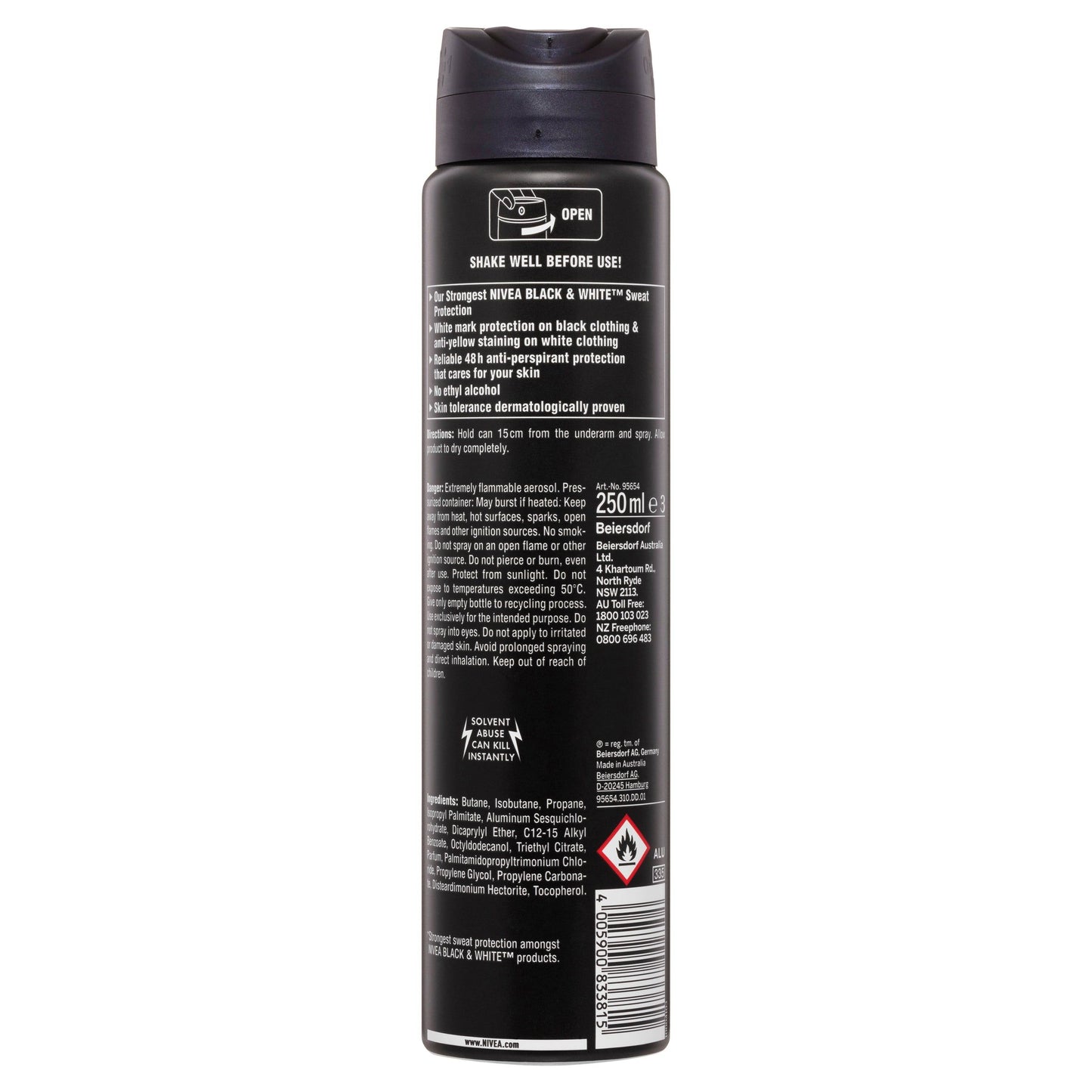 Nivea Deodorant Aero Men Black And White Max Protection 250ml