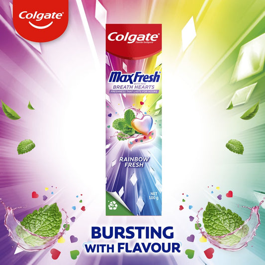 Colgate Max Fresh Toothpaste Rainbow Fresh With Mini Breath Hearts 100g