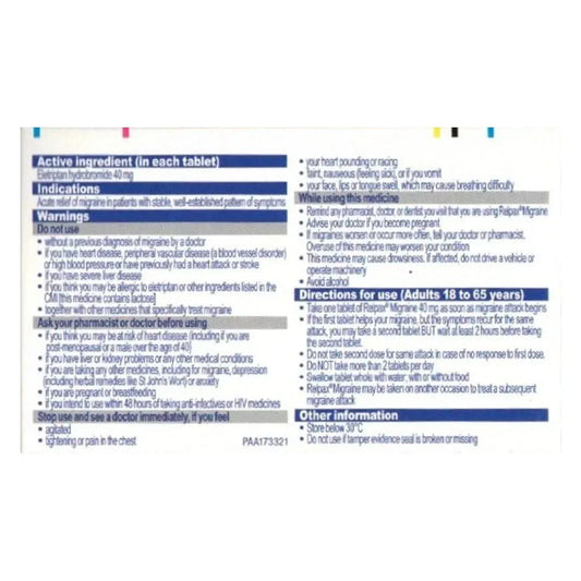 Relpax Migraine 40mg 2 tablets (S3)