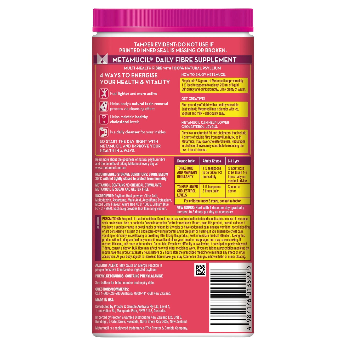 Metamucil Smooth Wild Berry 114 Dose 673g