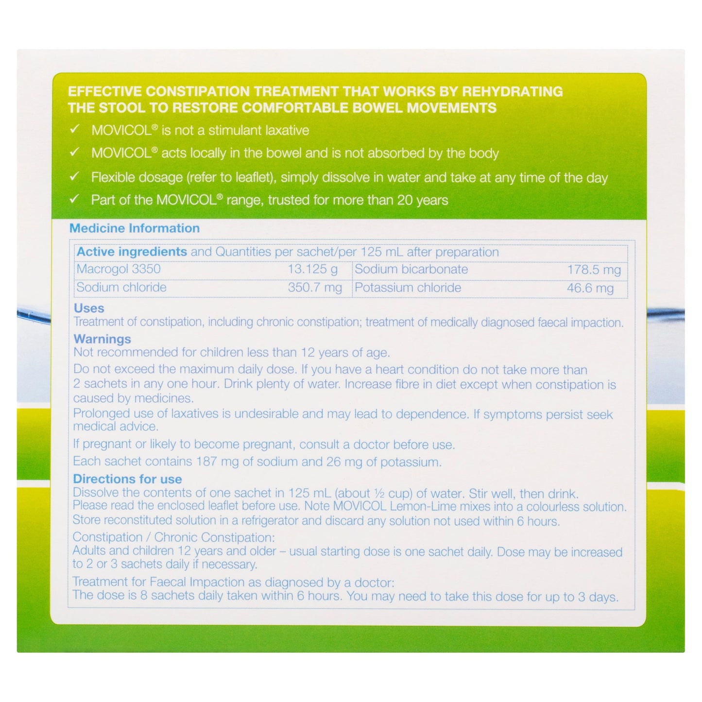 Movicol Powder Sachets 13g Lemon Lime 30