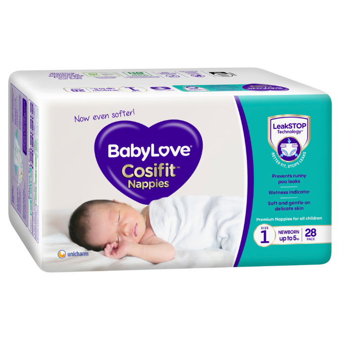 Baby Love Cosifit Convenience Nappies Newborn Size 1 28 Pack