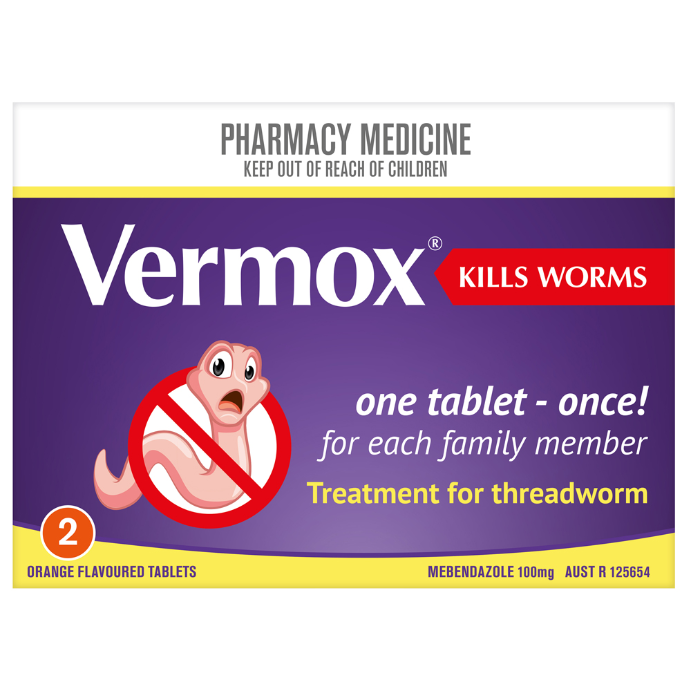Vermox Once Orange Flavoured 2 Tablets