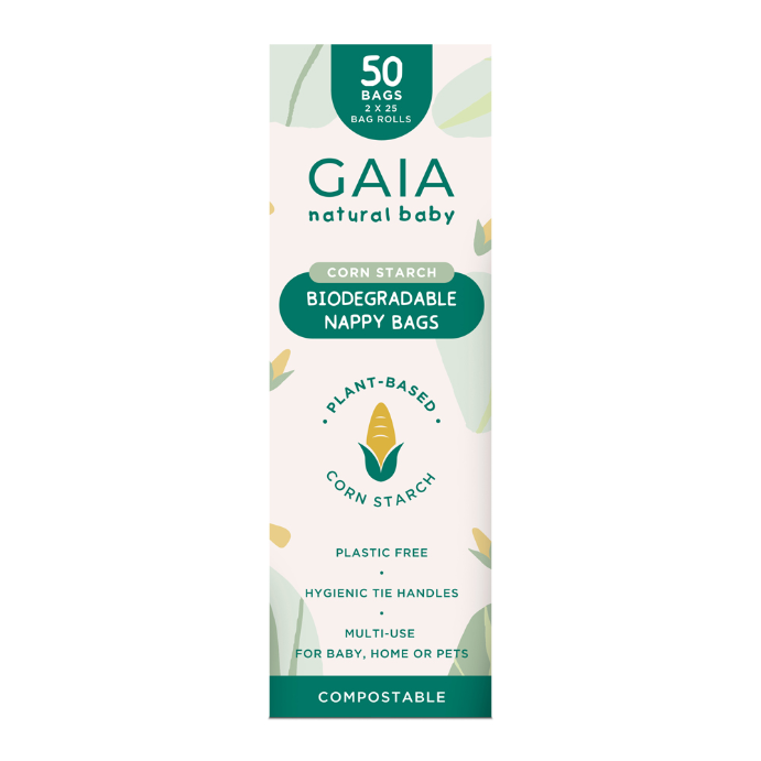 GAIA Natural Baby Biodegradable Nappy Bags 50 Pack