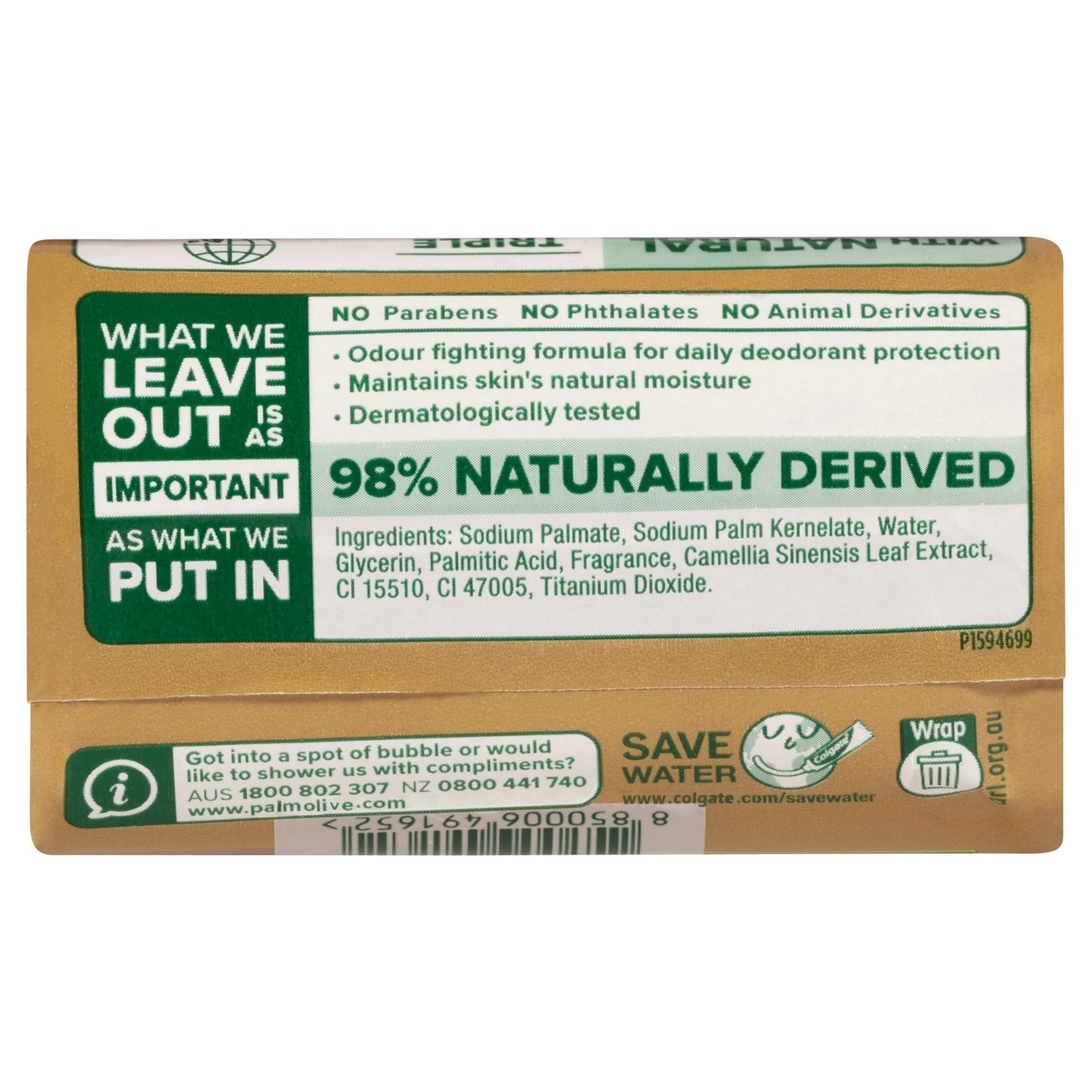 Palmolive Gold Bar Soap Daily Deodorant protection 10 pack x 90g