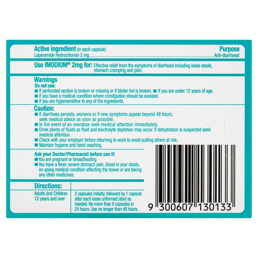 Imodium 2mg Capsules 20 Pack