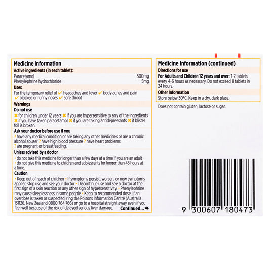 Codral PE Cold & Flu Tablets 48 Pack