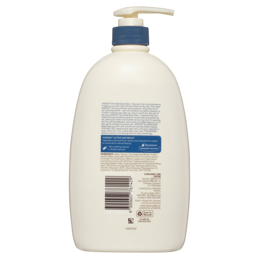 Aveeno Active Naturals Skin Relief Moisturising Body Wash Fragrance Free 1 Litre