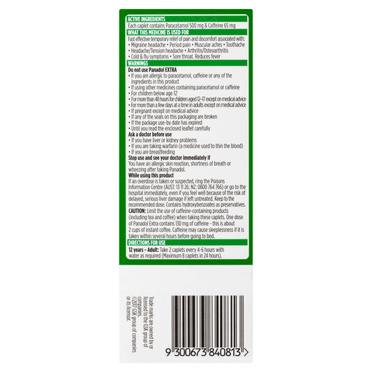 Panadol Extra with Optizorb Paracetamol Pain Relief 40 Caplets