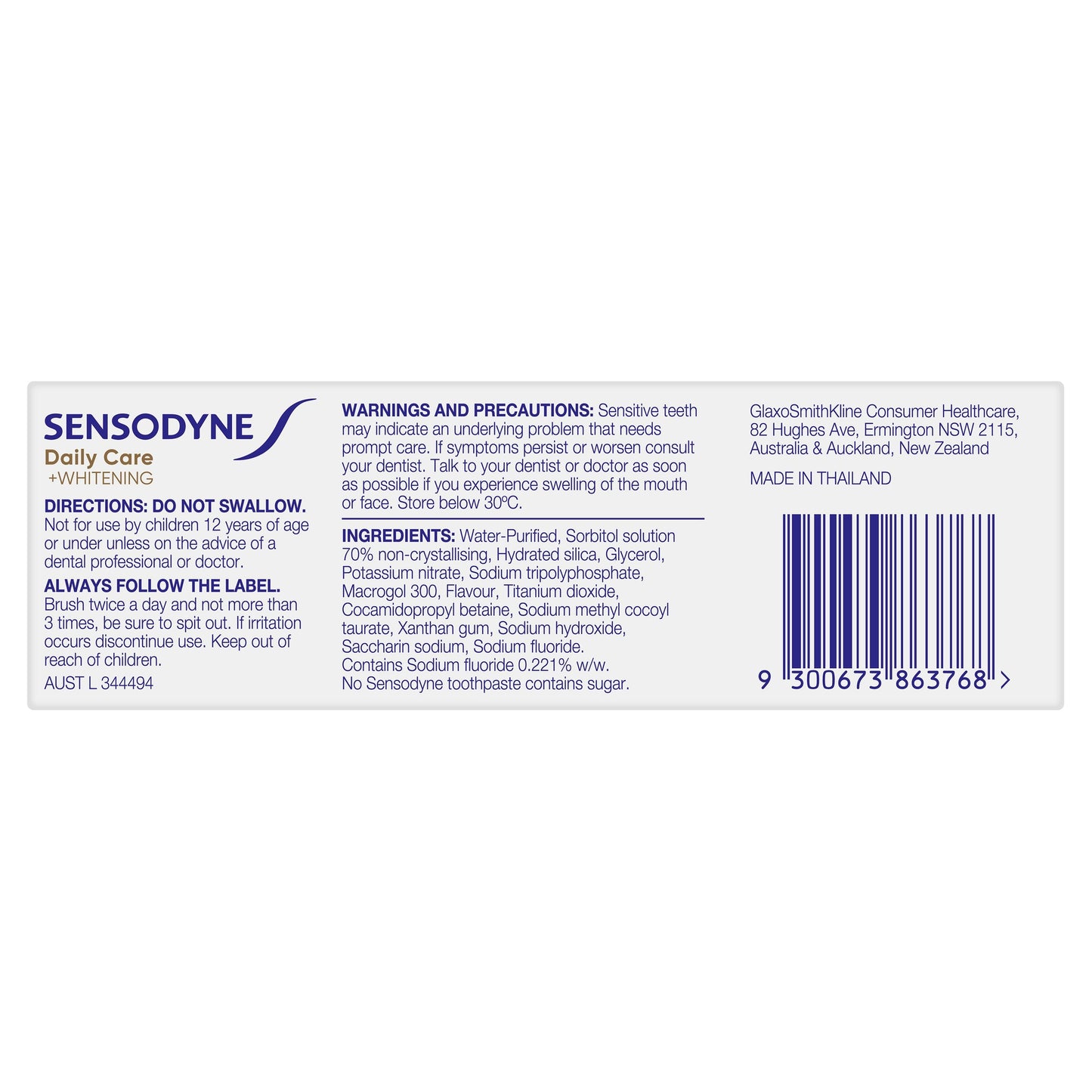 Sensodyne Toothpaste Daily Care + Whitening 50g