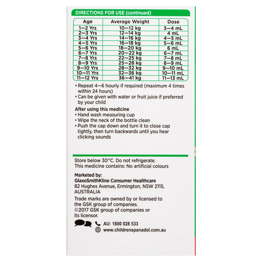 Panadol Children 5-12 Years Strawberry Flavour 100mL