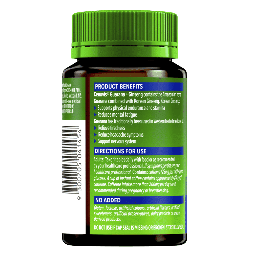 CENOVIS GUARANA 2000 & GINSENG 500 MG 60 TABLETS