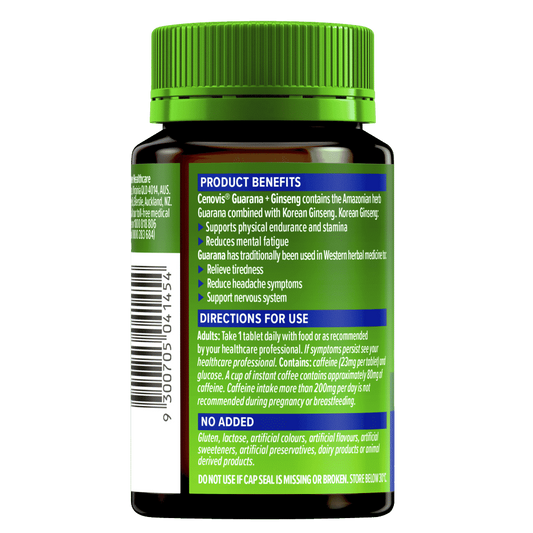 CENOVIS GUARANA 2000 & GINSENG 500 MG 60 TABLETS