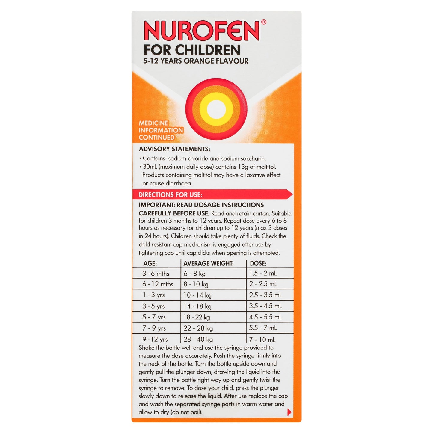 Nurofen for Children 5-12 Years Orange 100ml