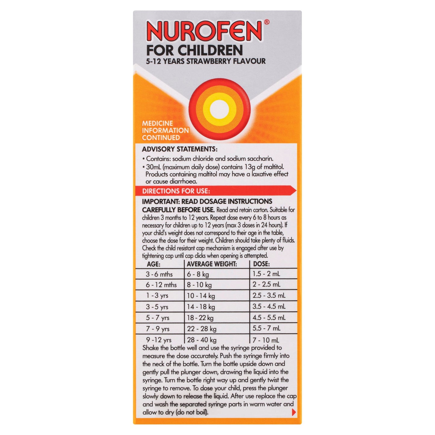 Nurofen for Children 5-12 Years Strawberry 100ml