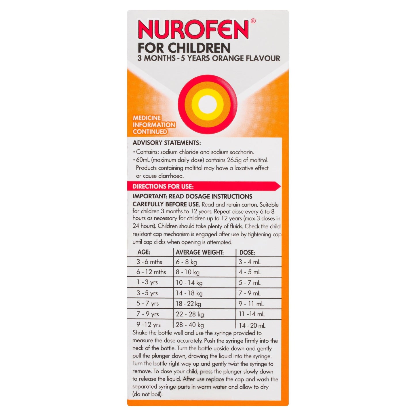 Nurofen For Children - 3 months - 5 Years Orange - 100mL