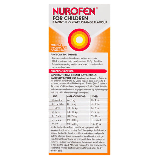 Nurofen For Children - 3 months - 5 Years Orange - 100mL