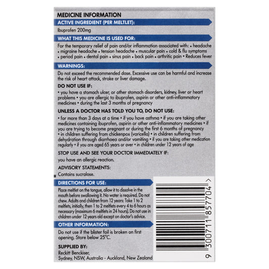 Nurofen Meltlets Berry Burst 200Mg 12