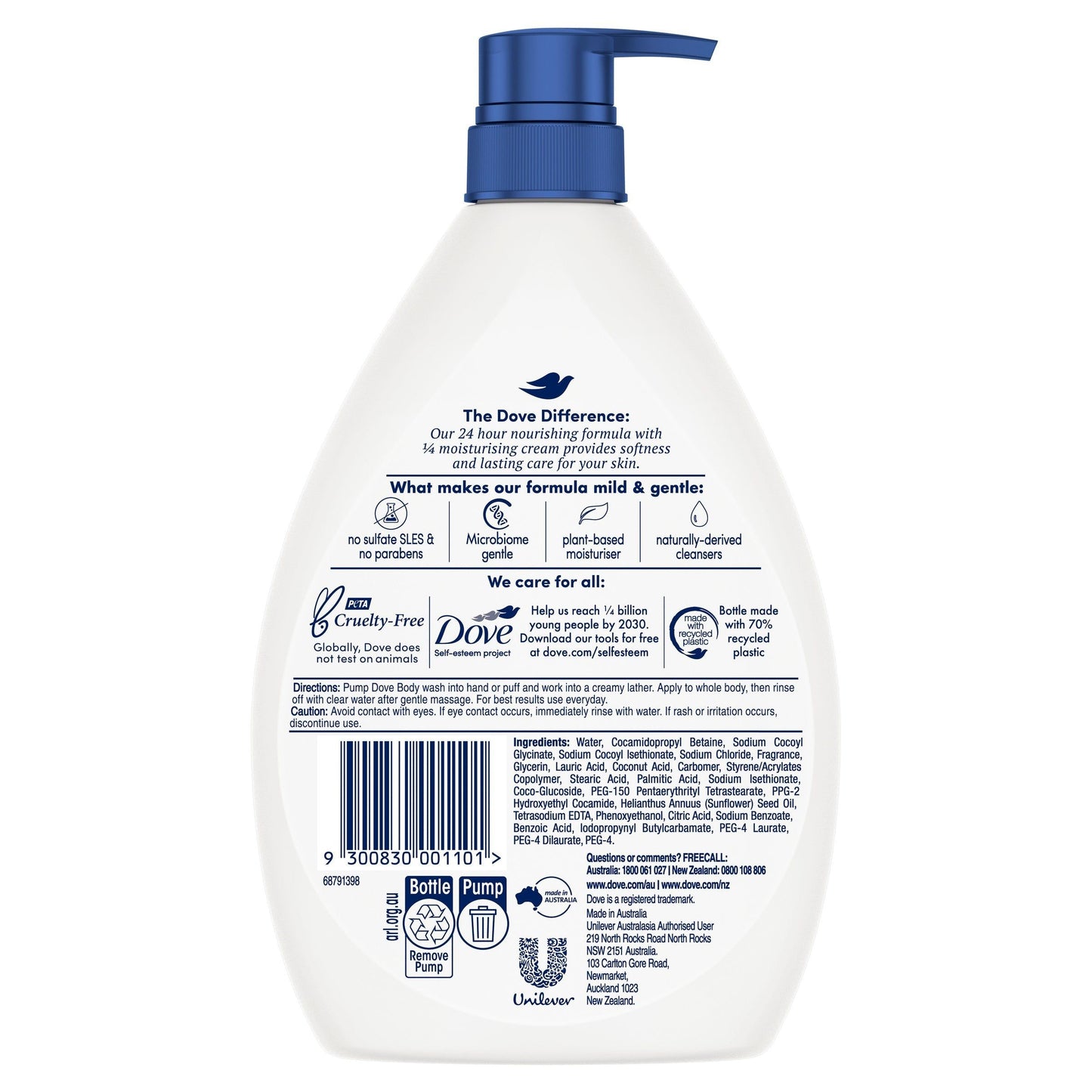 Dove Body Wash Triple Moisturising Soap 1 LTR 1 Bottle