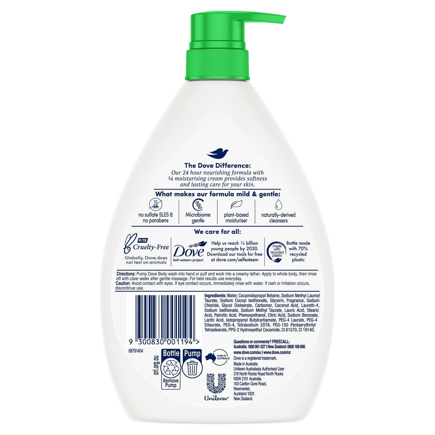 DOVE BODY WASH REFRESHING CCUMBER & GREEN TEA 1 LTR
