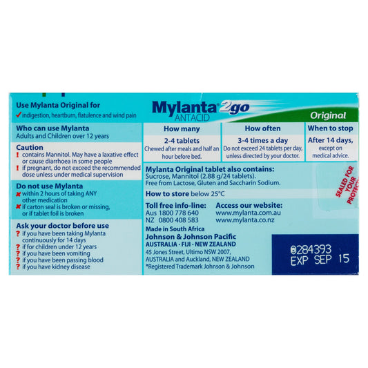 Mylanta 2Go Antacid Original 24 Tablets
