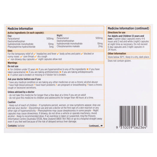 Codral Cold & Flu + Cough Day & Night 24 Capsules