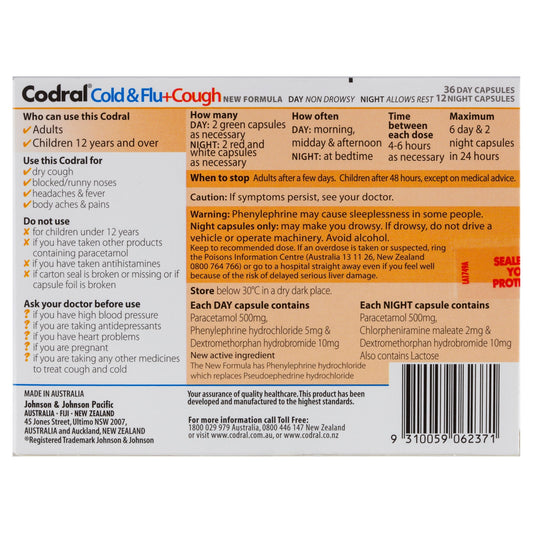 Codral Cold & Flu + Cough Day & Night 48 Capsules