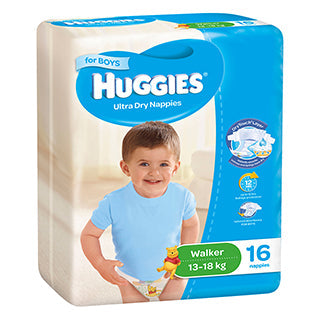 Huggies Ultra Dry For Boys Walker Size 5, 13-18kg 16 Nappies - STELLAR PHARMACY